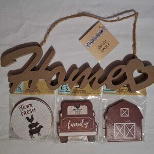 Craft Bundle – Home Hanging Sign + 9 Mini Farmhouse Signs Barn/Truck/Farm Fresh